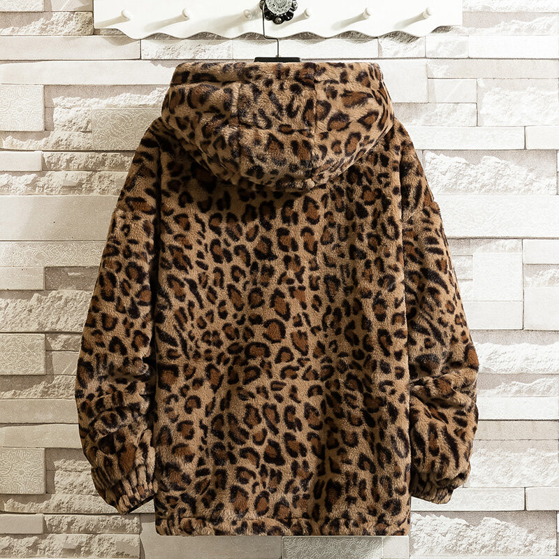 남녀공용 레오파드 프린트 재킷, 루즈하고 편안한 코튼 패딩 재킷, 따뜻한 패션, 가을, 겨울, 2023
