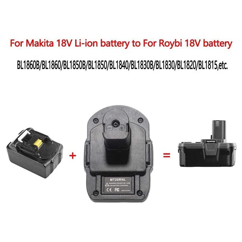 Adaptador convertidor de batería MT20RNL para batería de iones de litio Makita 18V utilizada para batería de herramienta Roybi 18V