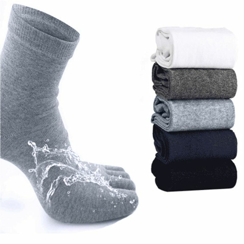 Chaussettes à cinq doigts en Polyester et coton pour hommes, chaussettes à orteils souples, couleur unie, respirantes
