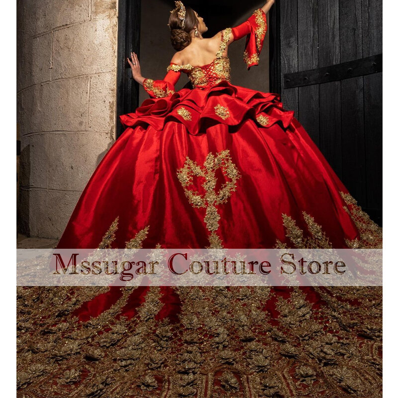 2022 Royal Red Quinceanera Dress Sweetheart Applique perline abiti da ballo abiti da celebrità per ragazze