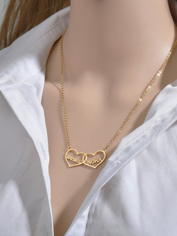 Atoztide-colar com carta personalizada para mulheres, jóias personalizadas, pingente de corrente, cor do ouro, aço inoxidável, presentes