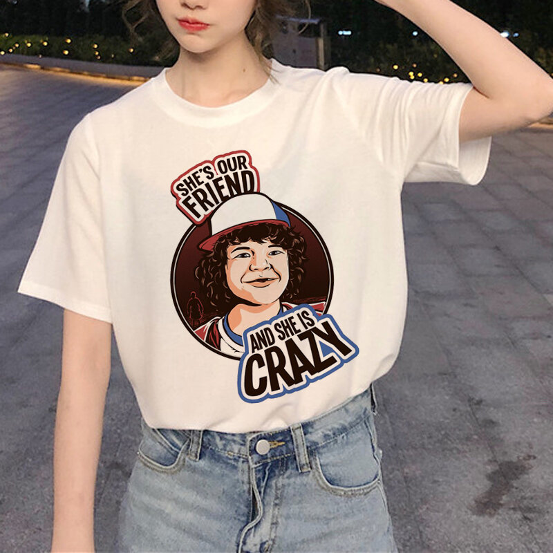 Camiseta feminina harajuku ginásio roupas góticas t camisa das mulheres encabeça amigos vlone coisas estranhas do vintage ariana grande