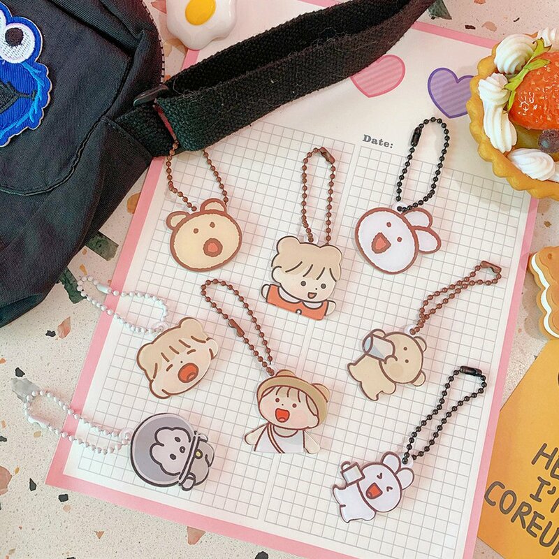 New Ins Cartoon Bear Tulips Key Chain AirPod Earphone Shell Pendant Cute Bag Notebook Creative Decorative Pendant Key Management