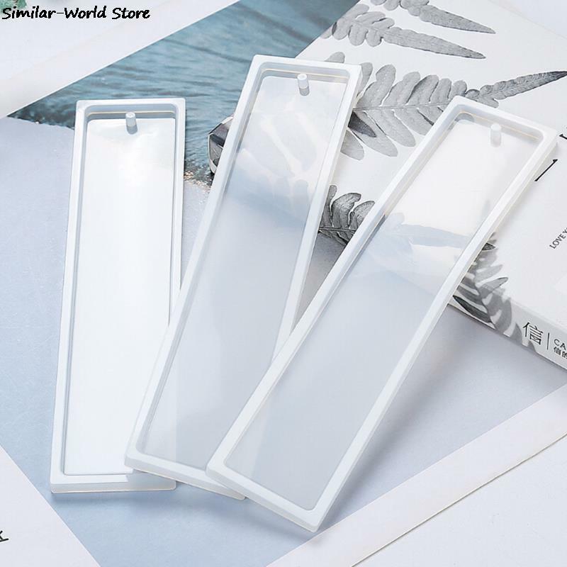 Retângulo Silicone Bookmark Mold, Molde de Resina Epóxi, Artesanato DIY Transparente, Fazer Jóias, 1 2Pcs