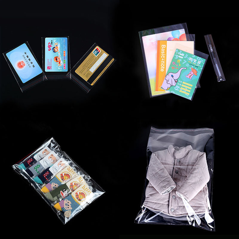 Bolsas de embalaje de celofán autoadhesivas transparentes, bolsas de almacenamiento de paquetes de plástico autosellables, pequeñas y gruesas, bolsa de polietileno resellable