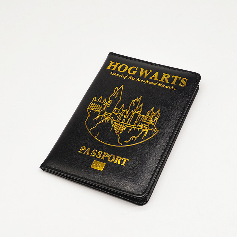 Capa de passaporte rosa bonito hogwarts carteira de viagem para passaportes caso de suporte de passaporte de viagem de couro do plutônio