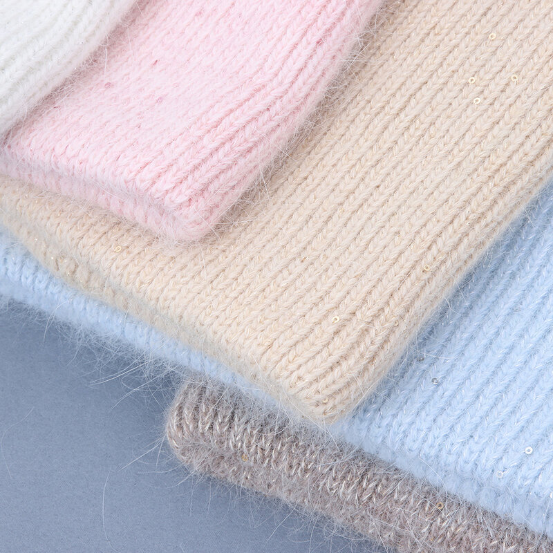 2021 nowa moda królik futro lurex damska zimowa czapka w jednolitym kolorze jesienne czapki najlepiej dopasowane ciepłe miękkie czapeczki na prezent