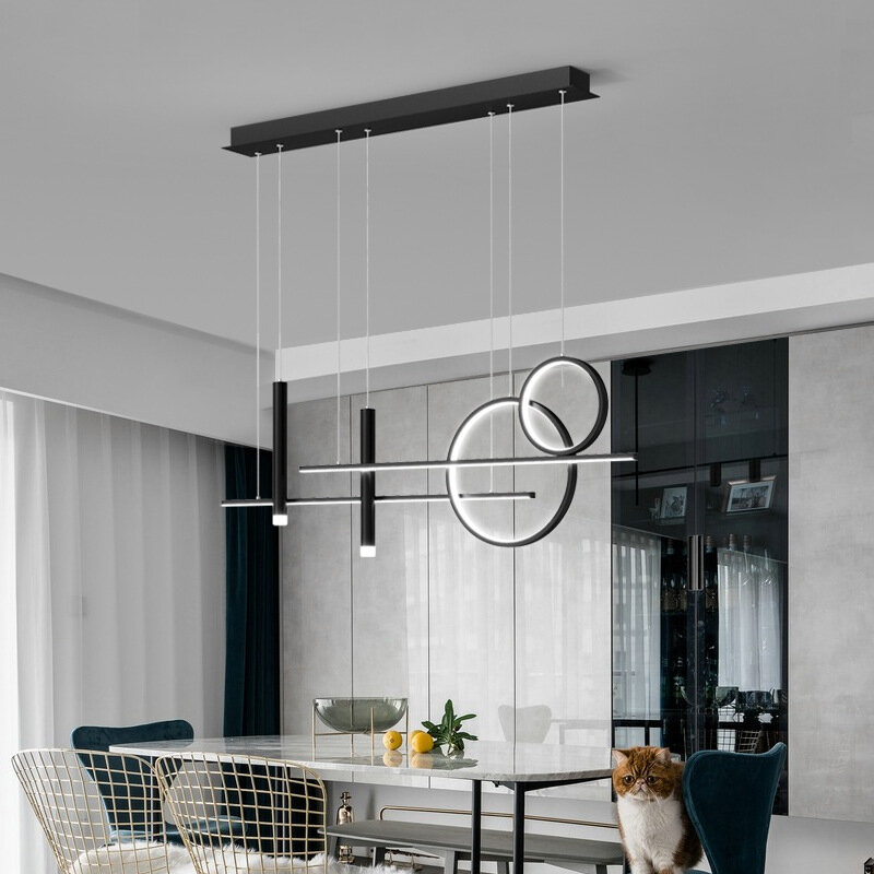 Nordic creative restaurant chandelier modern minimalist cafe bar table kitchen decoration light black/gold LED chandelier