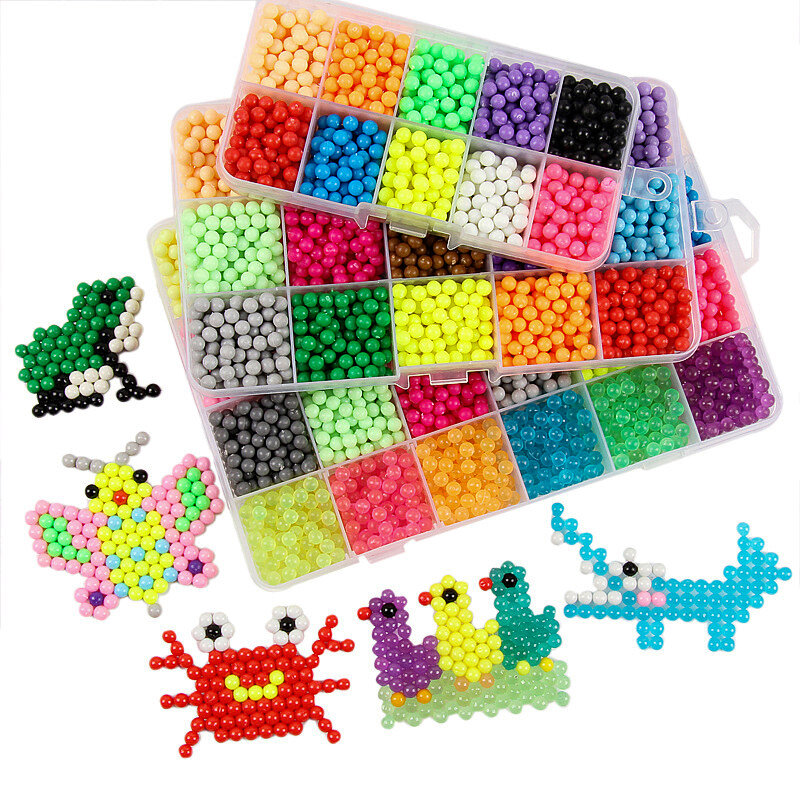 36 kolorów 5mm zestaw napełniania koraliki Puzzle kryształ DIY woda Spray magiczne koraliki zestaw gry w piłkę 3D Handmade magiczne zabawki dla dzieci