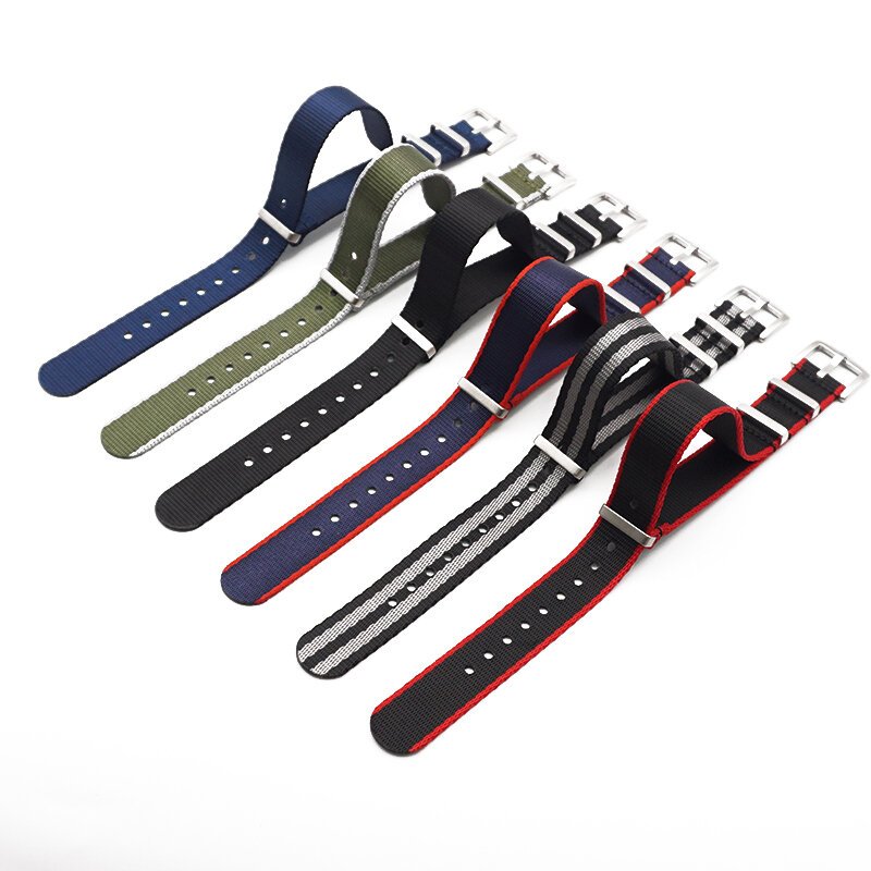 Correas Premium Nato nylon zulú, cinturón de seguridad negro/gris a rayas 20mm 22mm, correa de reloj para hombres y mujeres, accesorios de reloj de pulsera deportivo militar