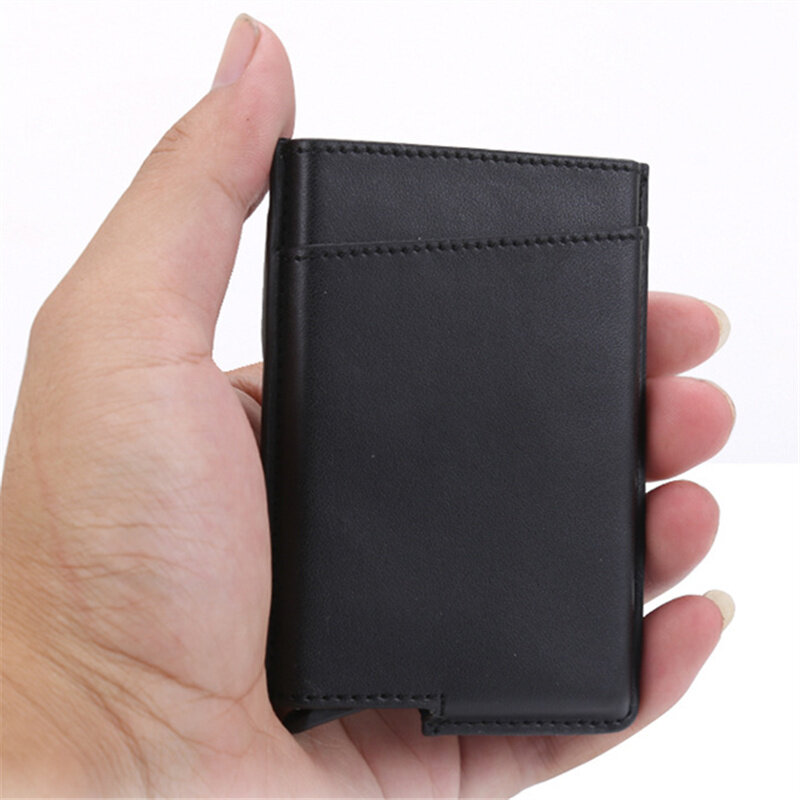 Zovyvol-Porte-cartes de crédit pour homme, portefeuille noir minimaliste, sac à main, blocage RFID, vintage, mini sac d'argent, porte-cartes d'identité, nouveau, 2024