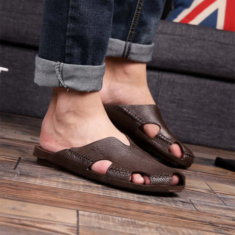 2022 nowe porowate buty mężczyźni strona główna miękkie kapcie antypoślizgowa odzież wierzchnia kapcie mężczyźni casualowe sandały Peep Toe sandały plażowe sandały
