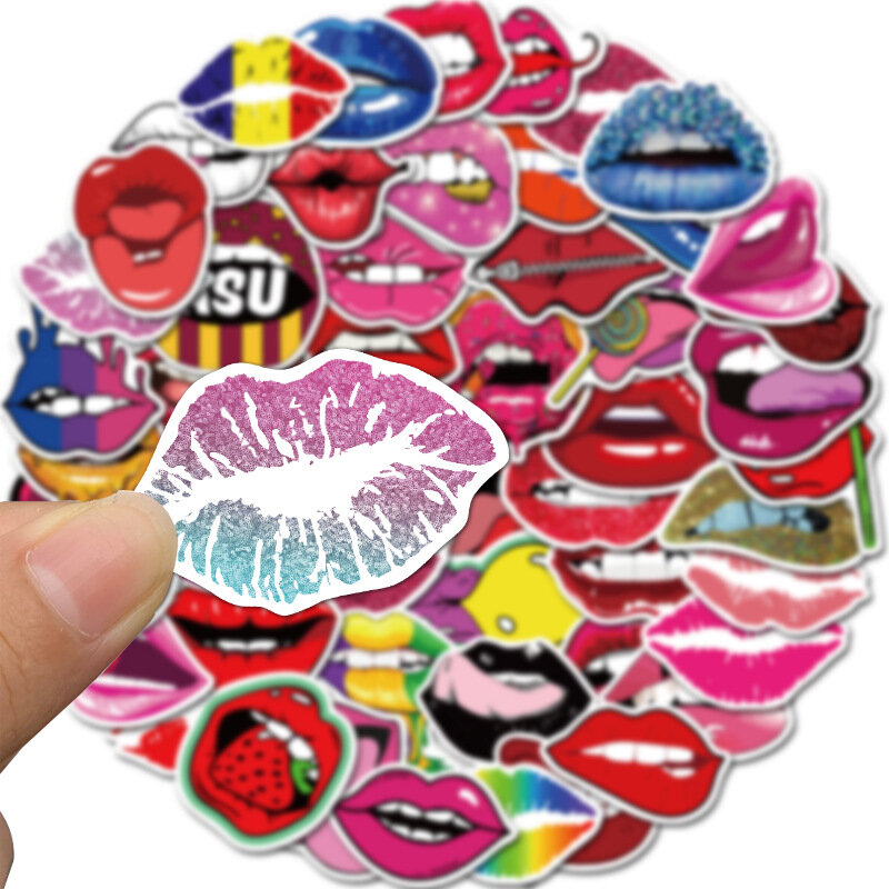 Pegatinas de labios sexys para decoración, adhesivos de grafiti personalizados para equipaje, cuaderno, venta al por mayor, 10/30/50 Uds.