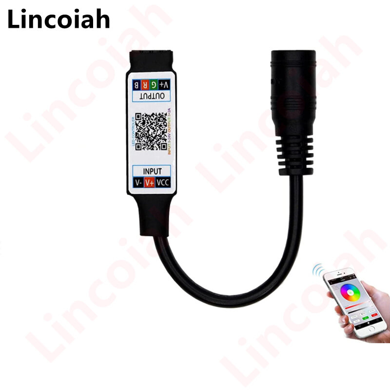 Mini controlador RGB compatible con Bluetooth, DC 5V, 12V, 24V, música, Bluetooth, aplicación inteligente, controlador LED para tiras de luz LED RGB