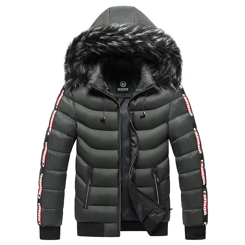 Parka de capuz grosso masculina com gola de pele, casaco de parka quente, jaqueta de bolso múltiplo, casaco casual, inverno, 2022