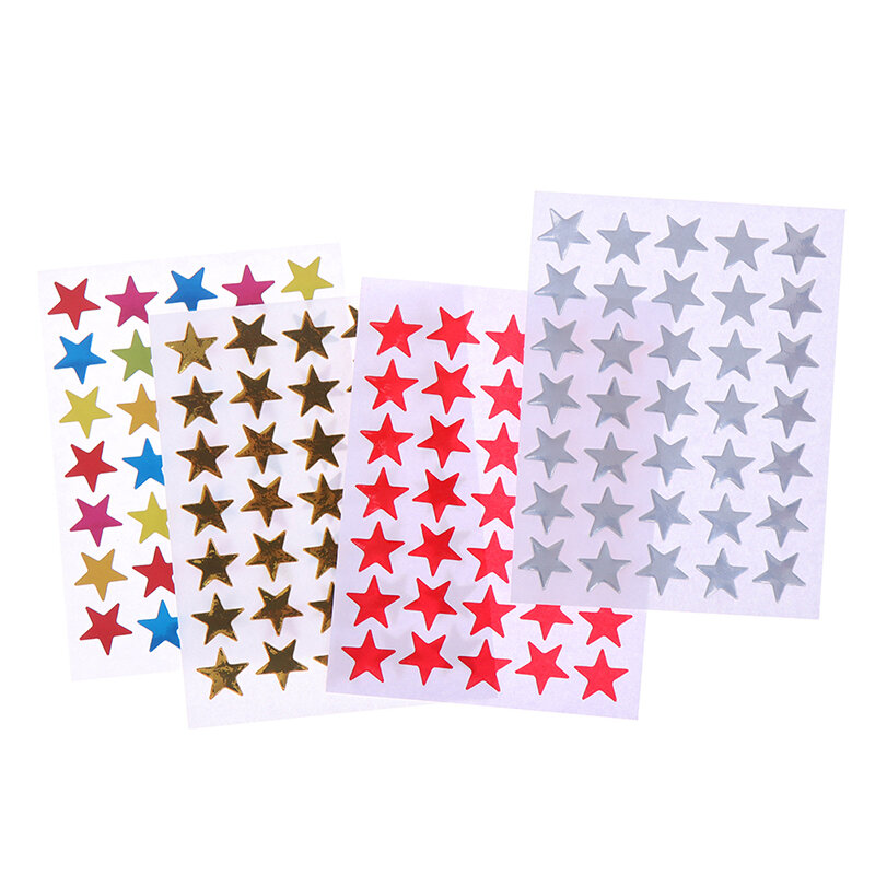 Autocollant auto-adhésif motif étoile à cinq branches pour enfant, étiquette de récompense, Flash, enseignant, éloge, prix, or, 10 pièces/sac