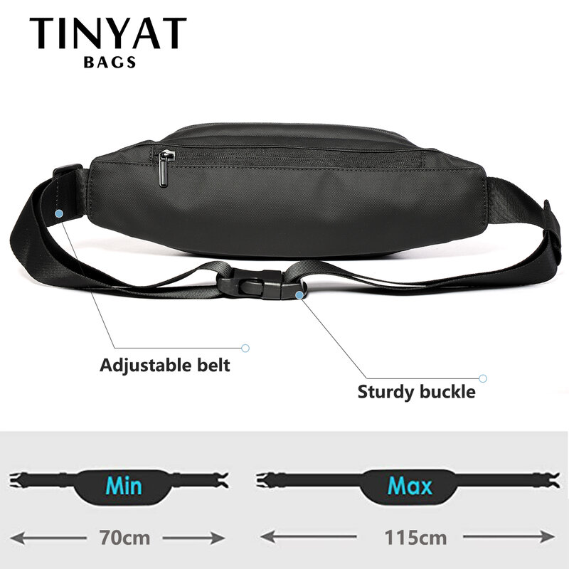 TINYAT Men Waist Bag Pack Purse Casual Large Phone Belt Bag Pouch Women's Canvas Travel Phone Bag Fanny Banana Bag Hip 4 Pockets
