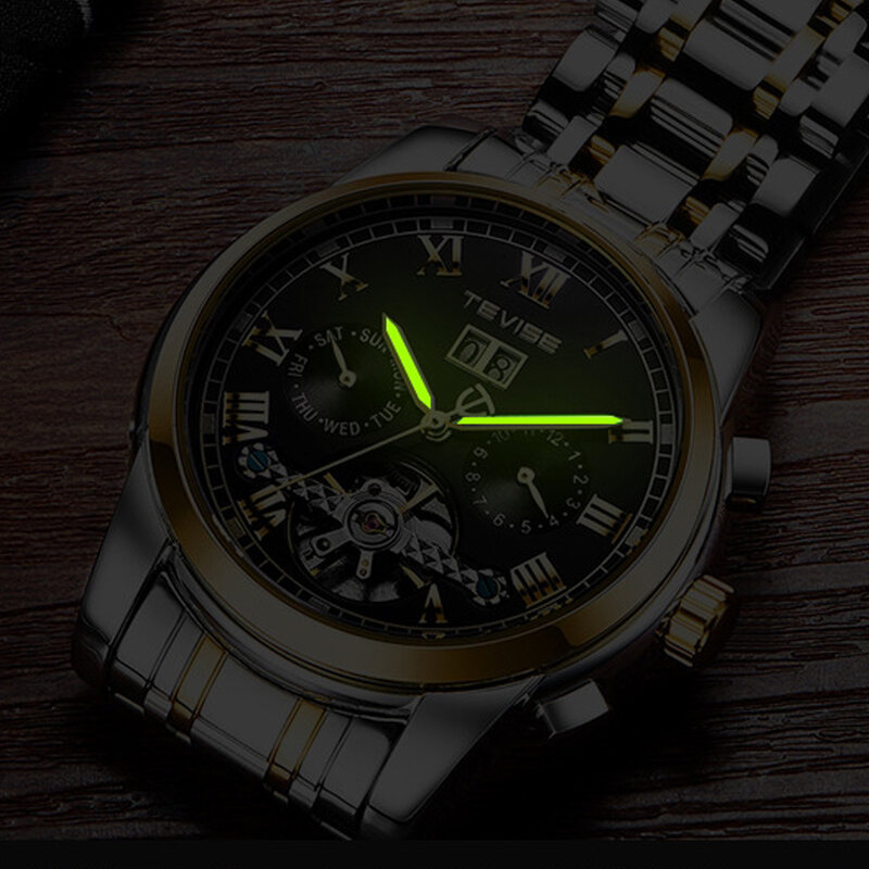 TEVISE męskie Tourbillon zegarki wodoodporne automatyczne mechaniczne zegarki męski zegarek szkieletowy męski zegarek Relogio Masculino