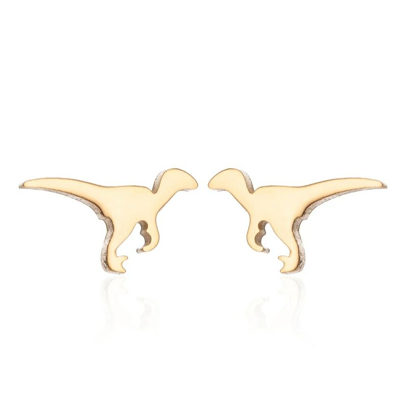 FENGLI Minimalist Dinosaur Earrings Pendientes Mujer Moda Ear Little Tyrannosaurus Punk Stud Earring Women Men Jewelry