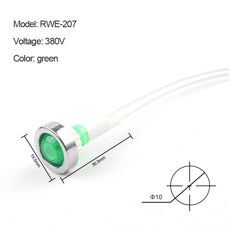 5 pz 12V 24V 220V 380V 10mm indicatore di alimentazione montaggio a pannello indicatore LED spia spia spia rossa verde giallo