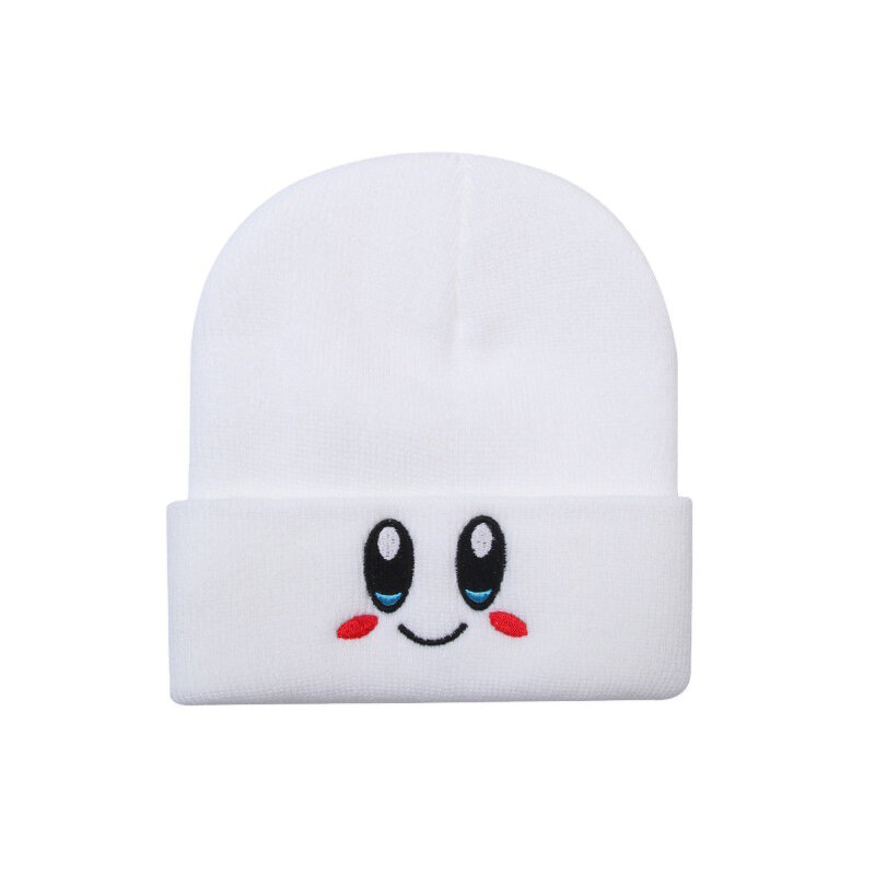 Topi Beanie Rajutan Topi Bordir Wajah Tersenyum Lucu Kartun untuk Musim Gugur Musim Dingin Topi Pria Topi Melon Hangat Topi Kepala Jalan Topi Wanita