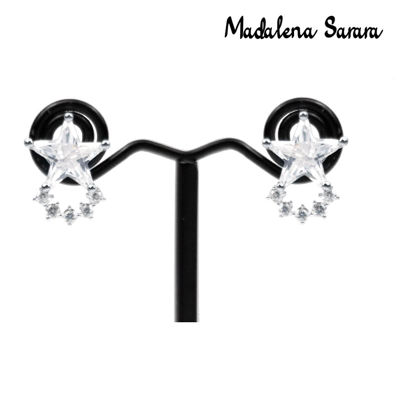 Madalena sarara aaa zircão cúbico incrustado pave definir cristal alta polido brincos femininos estilo simples MD-0065855
