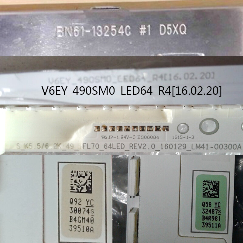 Barras de matriz led para samsung ue49m5650 ue49m5670 tiras de luz de fundo led matriz lâmpadas led faixas de lente v6ey_490sm0_led64_r4 LM41-00300A