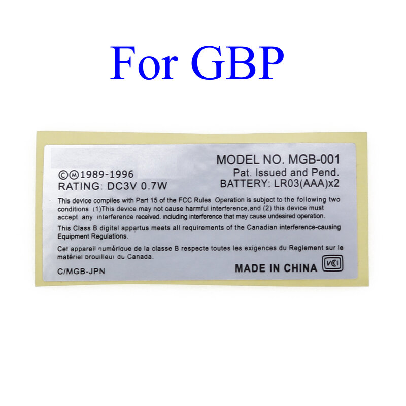 Yuxi para o jogo menino bolso substituição MGB-001 informações modelo etiqueta para gbp gbc gba/ah gba sp/eua/101 etiqueta japão