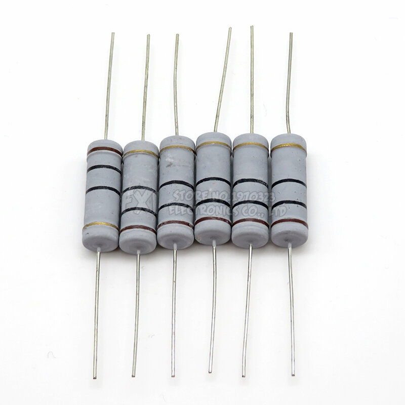 Resistor de filme de carbono de 5w, resistor de filme de carbono de 5% 1r ~ 1m 2.2r 10r 22r 22r 47r 51r 100r 150r 470r 1k 4.7k 10k 47k 1 2.2 10 22 47 51 100 150 ohm, com 10 peças
