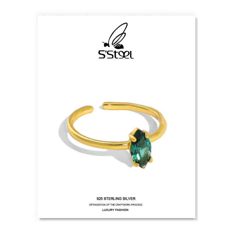 S'STEEL เงิน925รักแหวนน่ารัก Zircon Minimalist สำหรับผู้หญิง18K เครื่องประดับงานแต่งงานเงินเครื่องประดับ