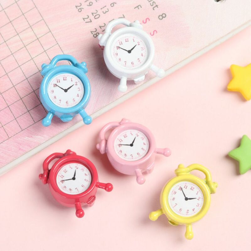 1 Pcs 1:12 Scale Mini Metal Alarm Clock Doll House Decoration Dollhouse Miniature Toy Doll Kitchen Living Room Accessories