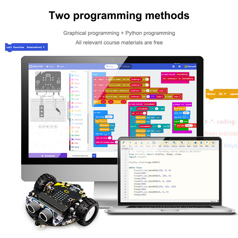 Автомобильные программируемые игрушки, программируемые игрушки для программирования микробит V2 V1 с батареей CE RoHS для образовательного микробит робота
