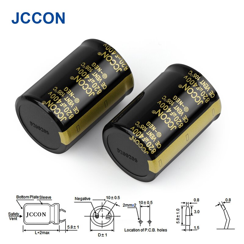 JCCON 25V 63V 80V 200V 450V Kapasitor Elektrolit Audio 100UF 150UF 180UF 220UF untuk Audio Hifi Amplifier Frekuensi Tinggi ESR Rendah