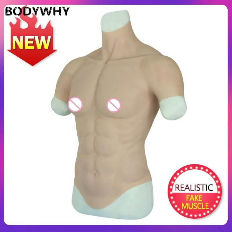 Vientre muscular Abdominal falso realista para hombre, simulación Artificial de silicona para pectorales, piel para el cuerpo