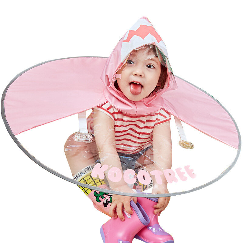 UFO 비옷 그물 연예인 어린이 비옷 소년 소녀 망토 스타일 판초, 아기 우산 모자, 유치원 어린이 학생