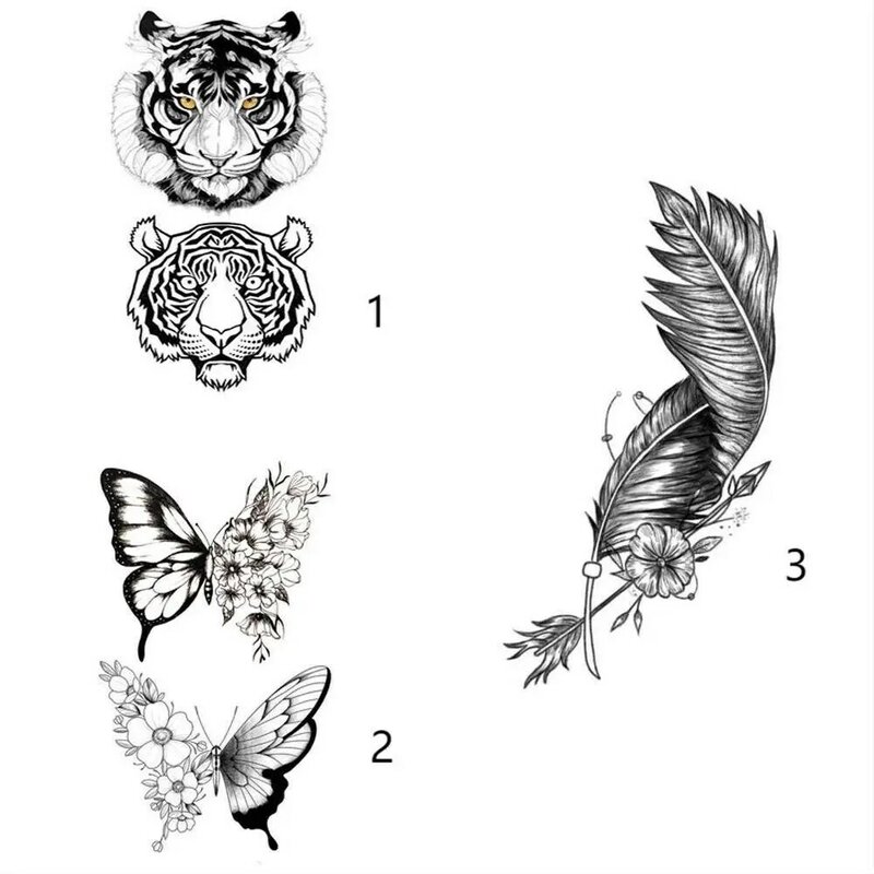 Модные простые в использовании мужские женские бабочки тигровые перья временный эффект водонепроницаемый продукт искусственная Татуировка наклейка