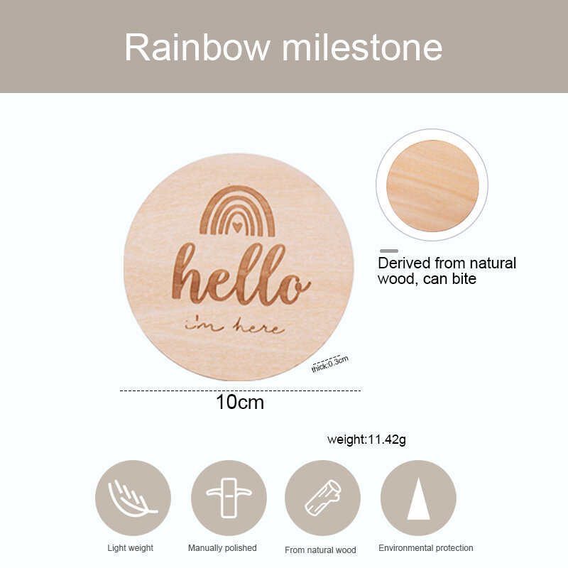 Rainbow Milestone Baby carte di legno numero di compleanno neonato accessori per fotografia mensile anniversario di nascita regali per bambini per bambini