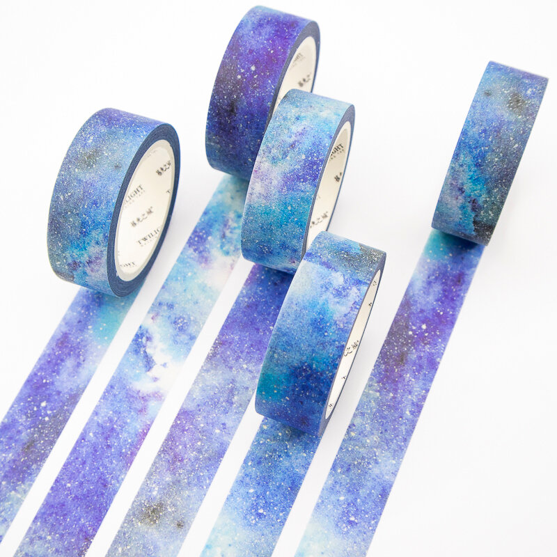 Azul cielo estrellado cinta adhesiva Washi Color decorativo papel de enmascarar conjunto de cintas DIY Decoración Oficina material de papelería álbum de recortes 1 Uds