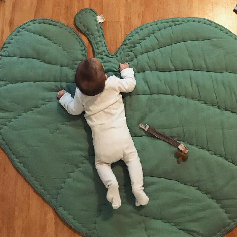 Hot Style Green Leaves Floor Carpet Baby Crawling Mat Baby Room Decor Photo Props Cotton Climbing Pad Play Mats Cute Plant Mats