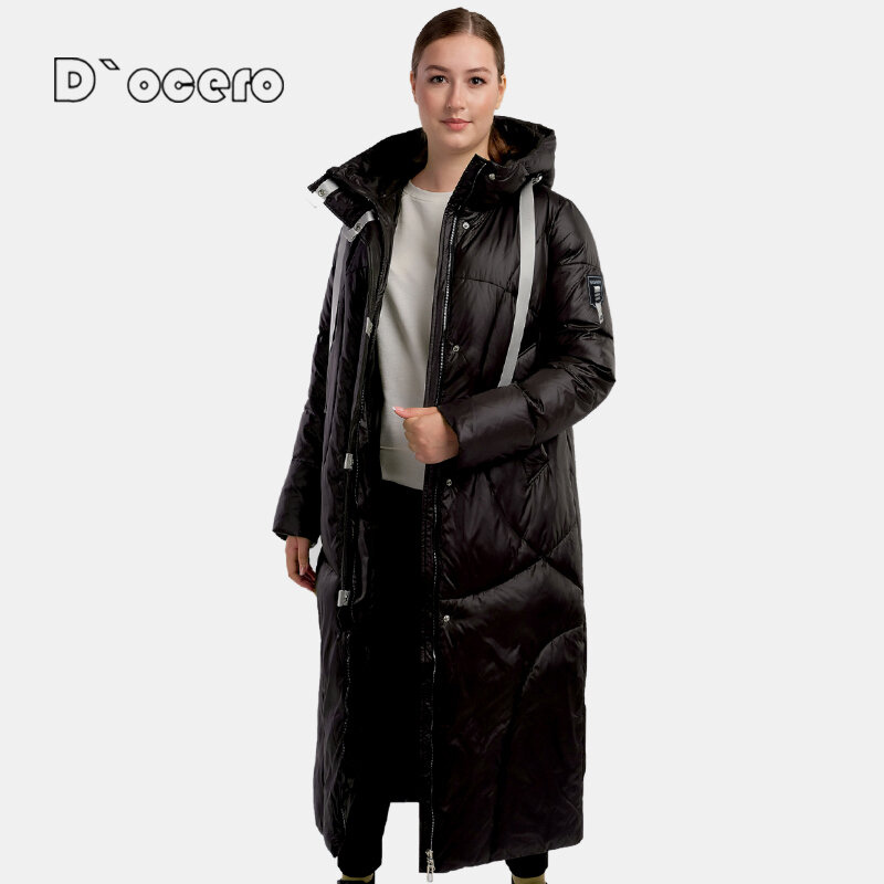 Parka acolchoada acolchoada d'ocero para mulheres, jaqueta estilo alongado, casaco de algodão quente, casacos espessados, inverno, 2022
