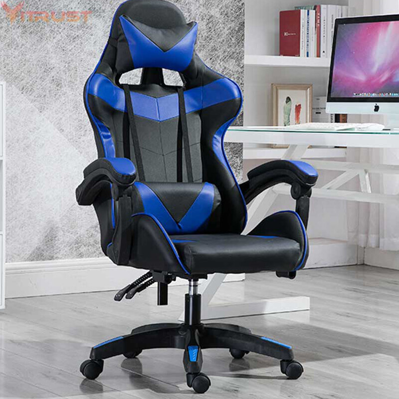 Cadeira de computador de estilo de corrida, cadeira de computador com costas altas, cadeiras profissionais, confortáveis com colchão e descanso de cabeça