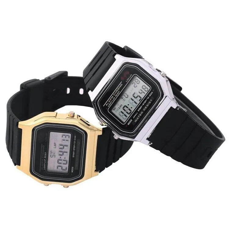 Relojes digitales de oro de lujo para mujer, reloj de pulsera electrónico LED ultrafino deportivo, reloj luminoso para mujer, reloj para niñas
