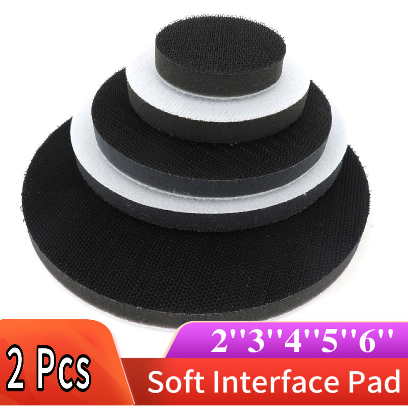 2 Pcs 2-6 Inch Sponge Interface Pad Cushion Pad for Sanding Pads and Hook&Loop Sanding Discs for Uneven Surface Polishing