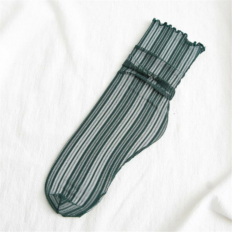 Новые модные женские носки, прозрачные шелковые носки из стекловолокна, ультратонкие прозрачные кружевные красивые эластичные летние носки