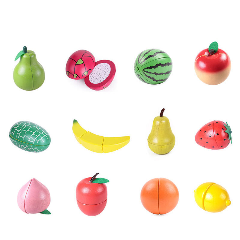 1 szt. Drewniane zabawki magnetyczne cięcie owoców warzywa jedzenie udawaj zagraj w symulację kuchnia do odgrywania ról zabawki edukacyjne dla dzieci