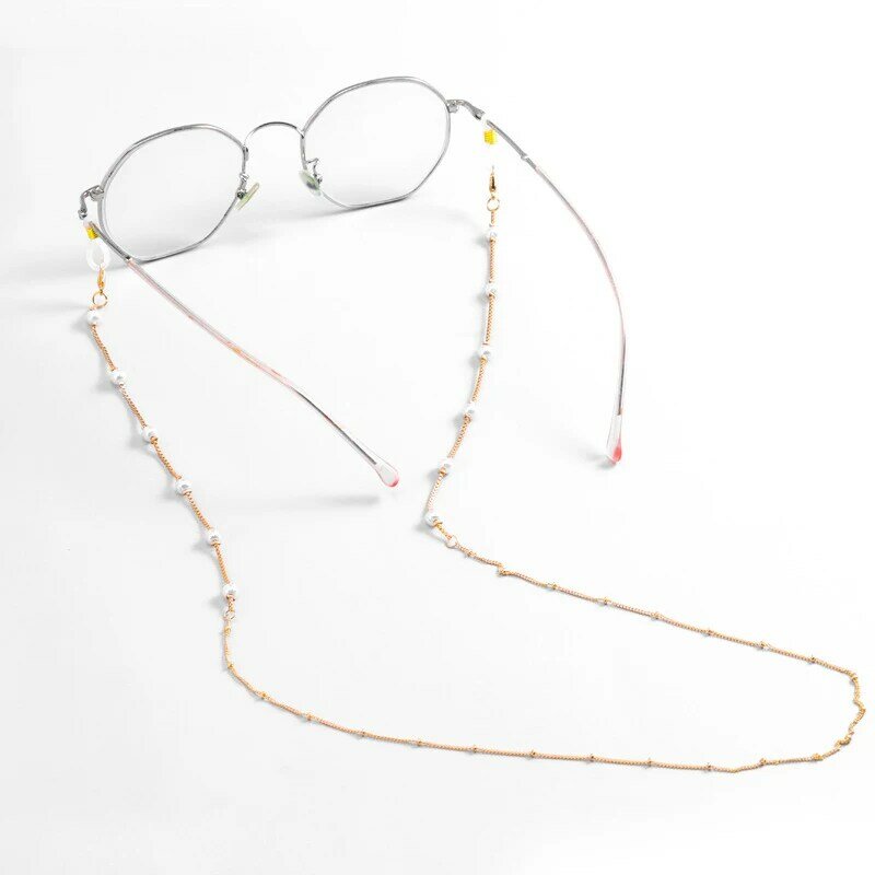 Cordão para óculos, corrente para óculos de sol, joia da moda, com pérolas, antiderrapante