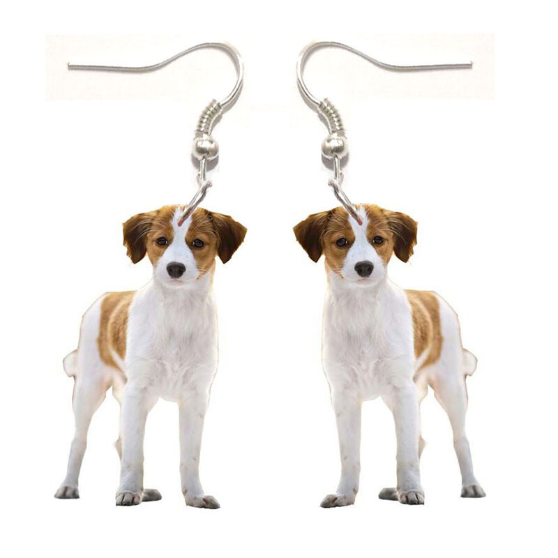 1 ペアジャックラッセルテリア犬アクリルかわいい犬レディース女性動物ステンレス鋼のイヤリング
