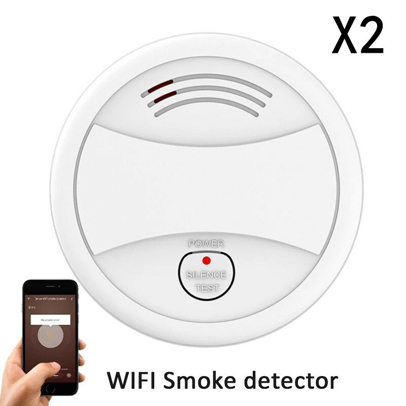 Tuya WIFI Smoke Detector Fire Alarm System For Home And Kitchen App Control Smokehouse Smoke Sensor