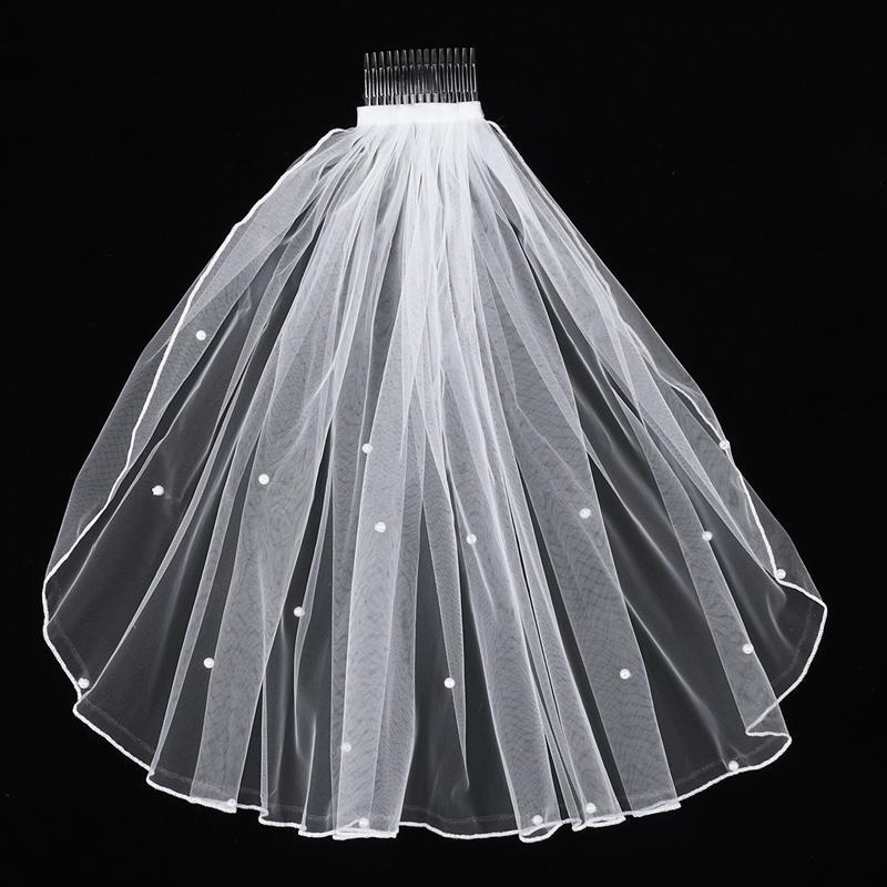 Donne Tulle velo da sposa perla abiti da sposa con pettine per capelli per la sposa Flower Girl Wedding Party Photography