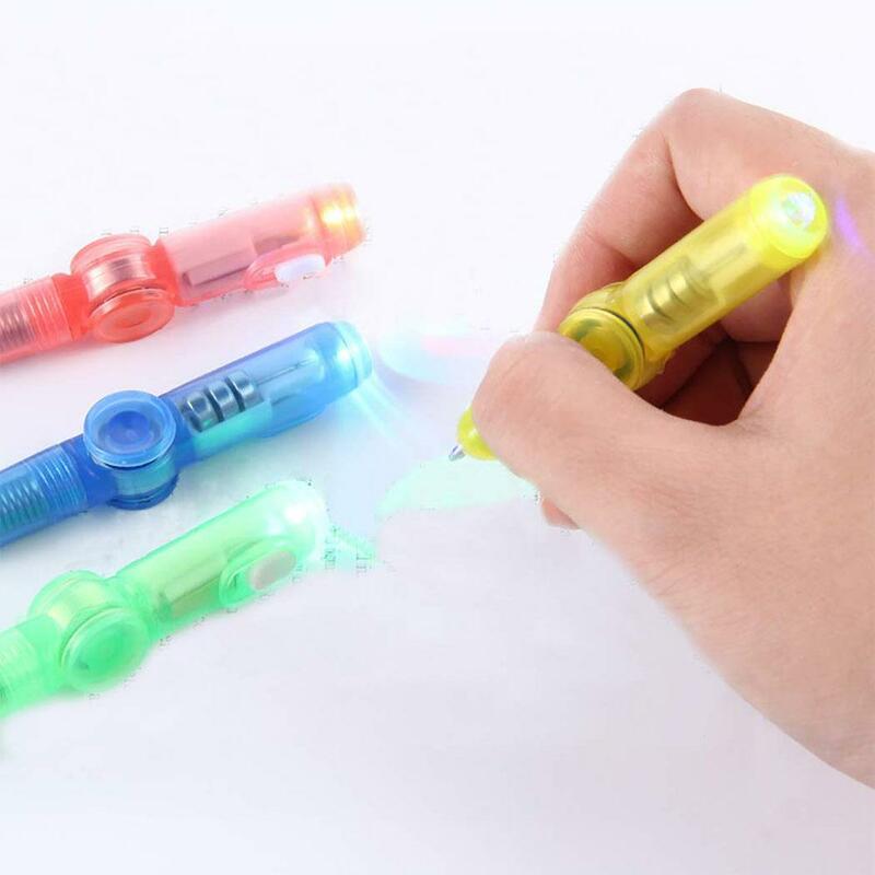 야광 LED 라이트 피젯 스피너 핸드 탑 볼펜, 어둠 속에서 빛나는 EDC 피젯 스피너, 손가락 스트레스 해소 장난감 펜